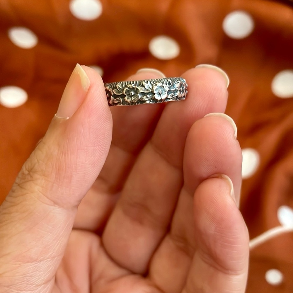 Sterling Silver Floral Band